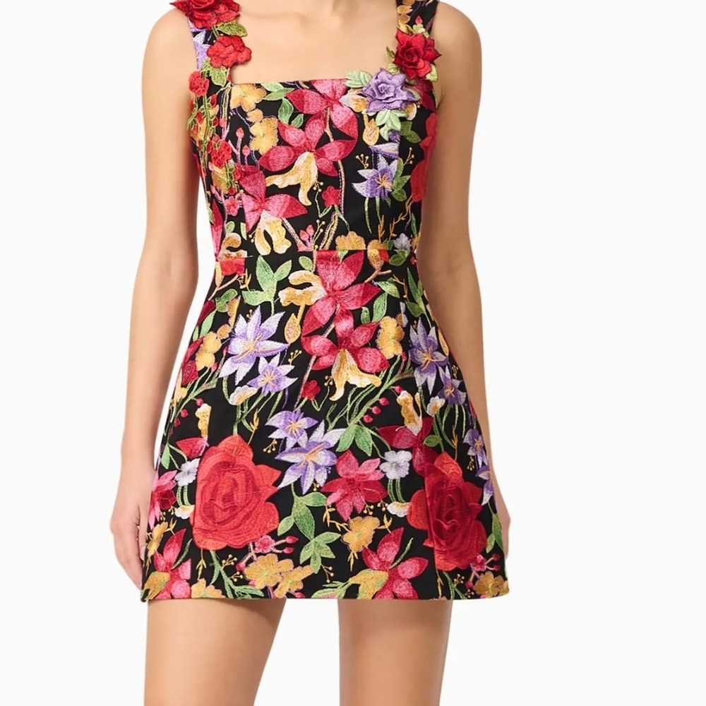 Floral Embroidered Black Dress